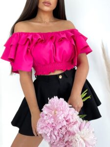 Volangidega top Marion - fuksia roosa