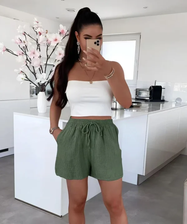 Khaki musliinist lühikesed püksid