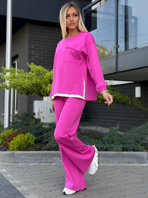 Fuksia 2-osaline puuvillane vabaajakomplekt
