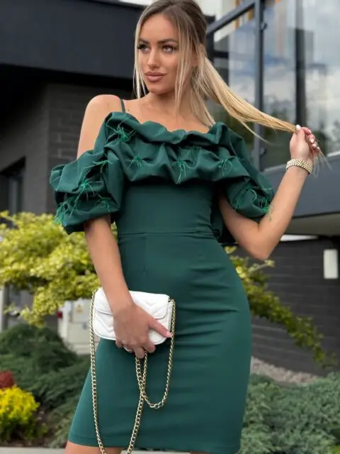 Roheline lühike pidulik kleit