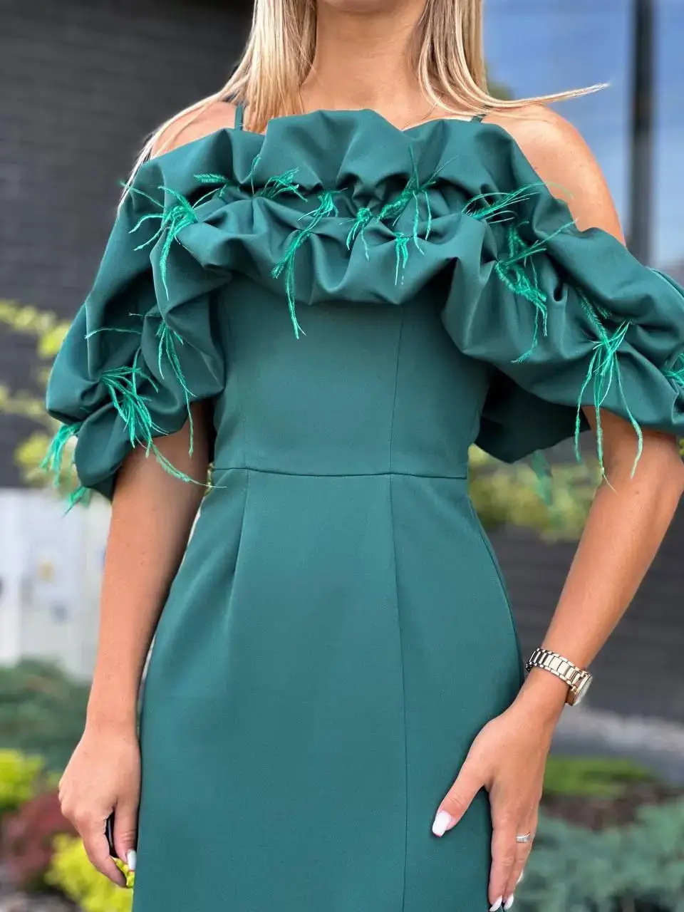 Roheline pikk pidulik kleit