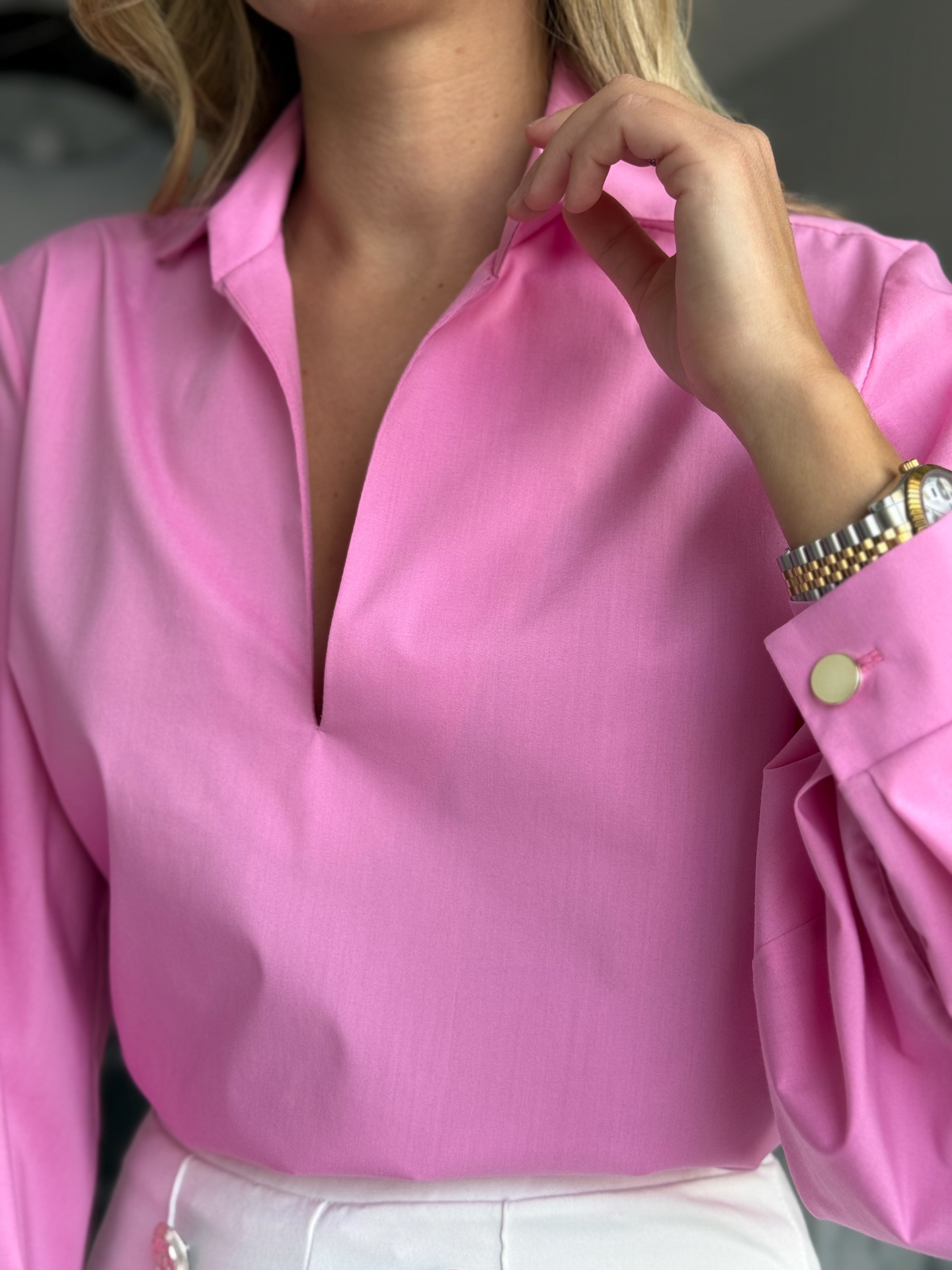 Roosa puhvis varrukatega pluus puhvis varrukatega pluus