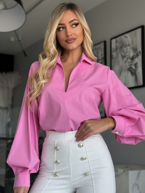 Roosa puhvis varrukatega pluus puhvis varrukatega pluus