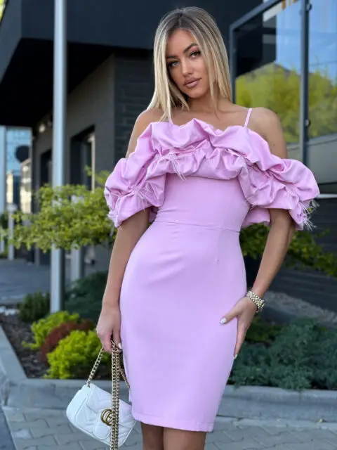 Helelilla lühike pidulik kleit