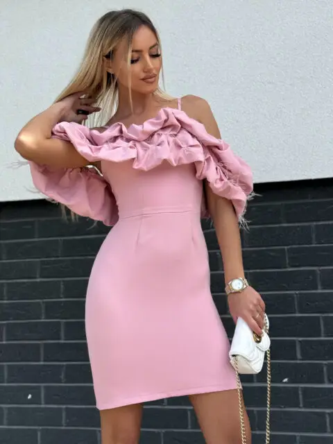 Heleroosa lühike pidulik kleit