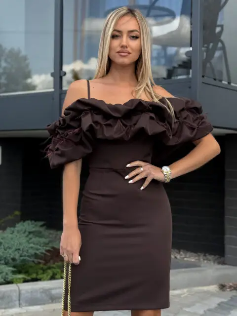 Pruun lühike pidulik kleit