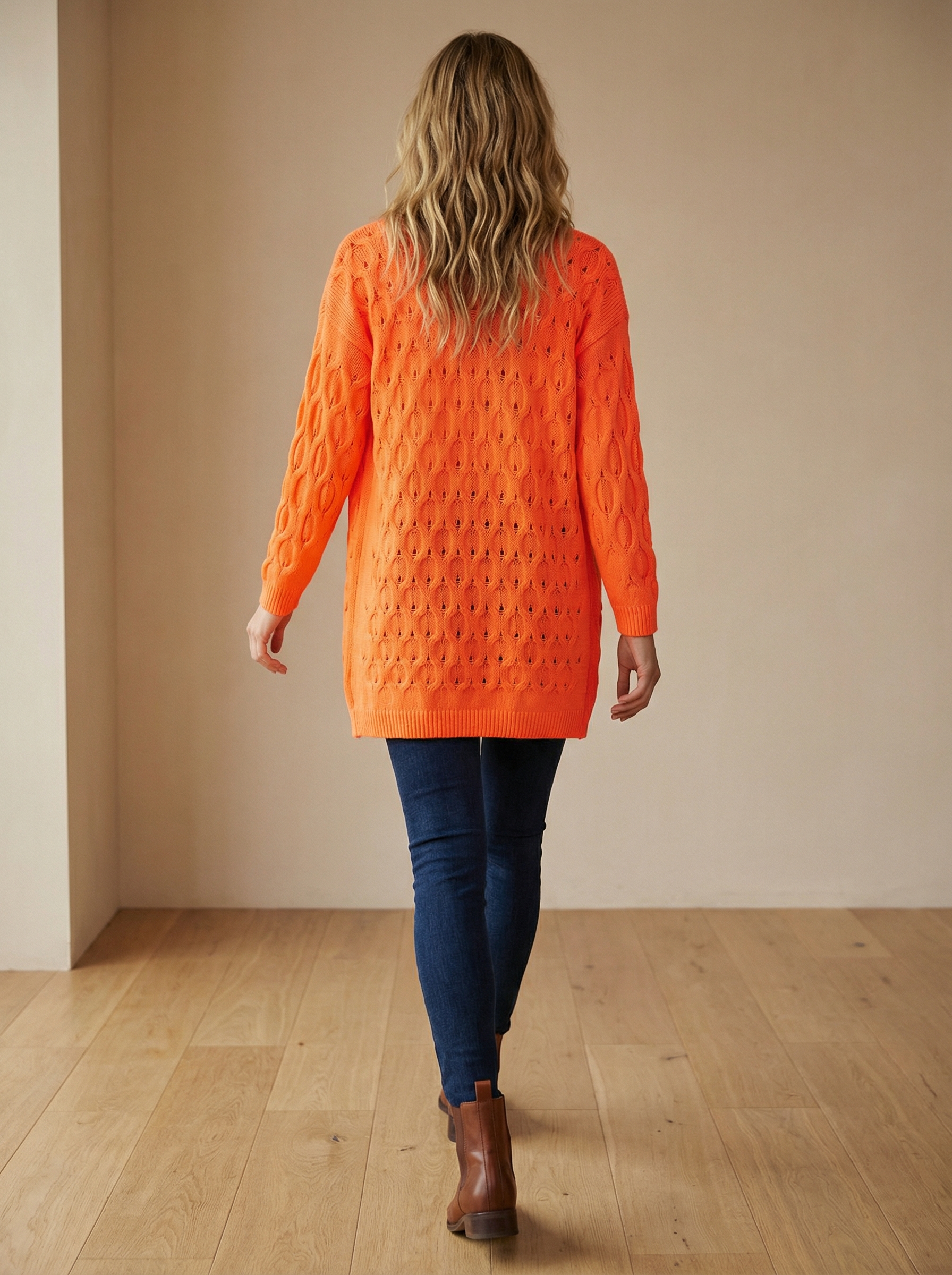 Oranž kootud kardigan
