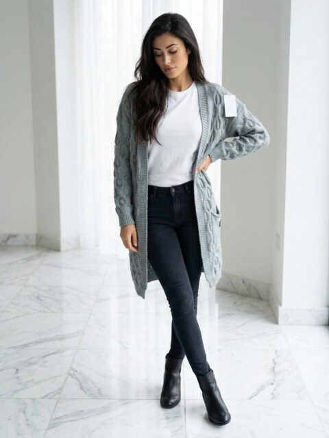 Helehall kootud kardigan