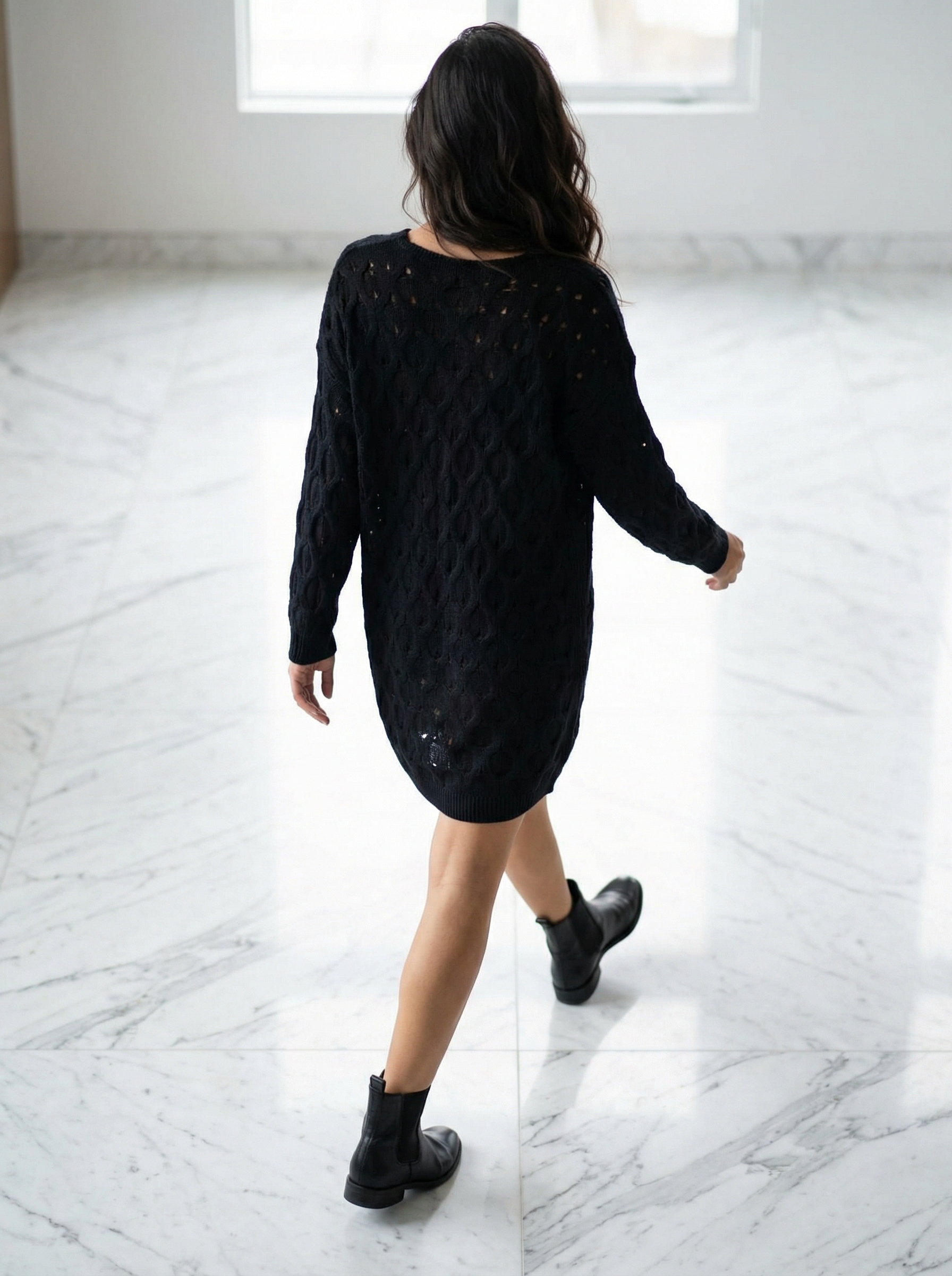 Must kootud kardigan poolpikk