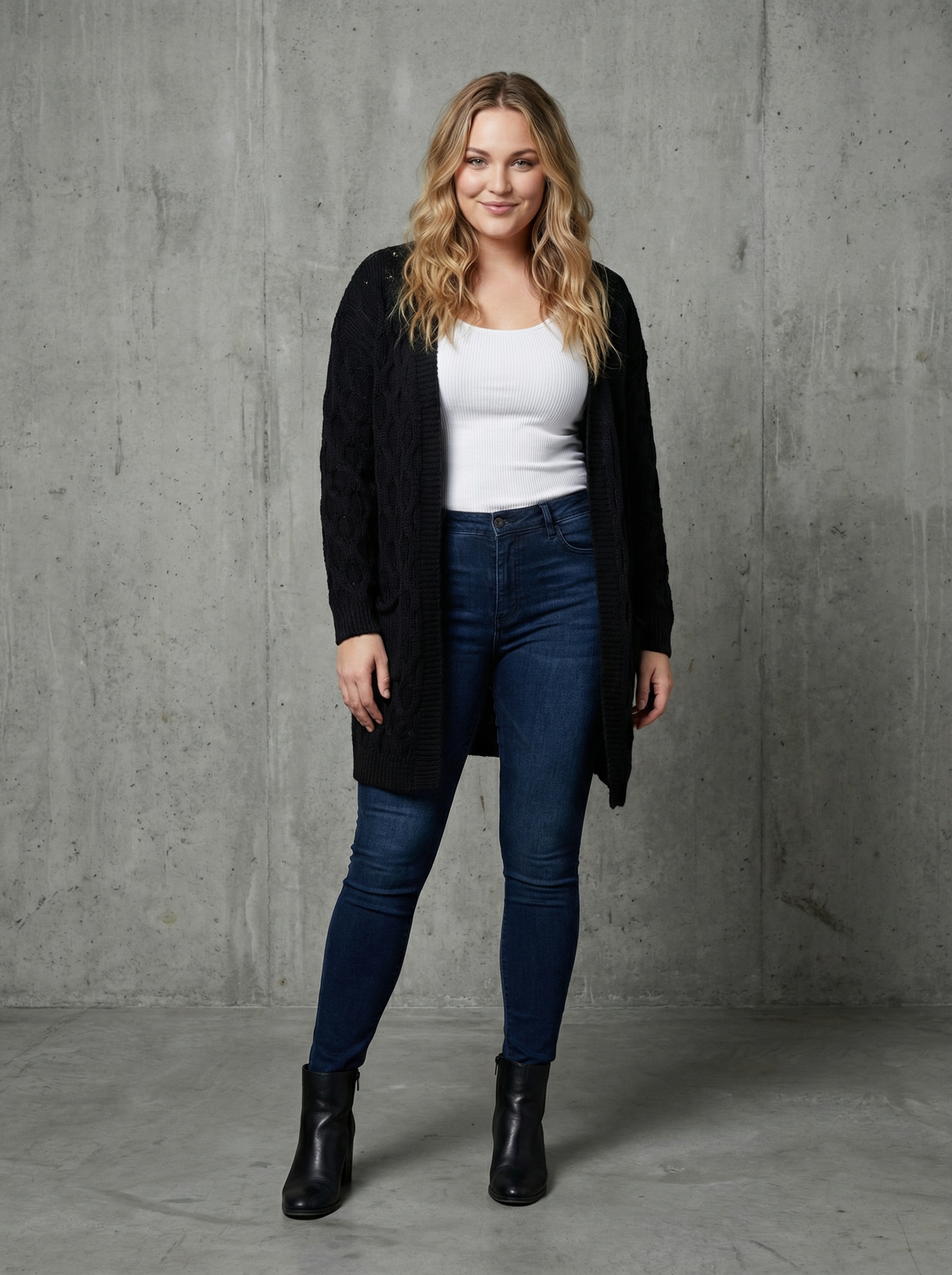 Must kootud kardigan poolpikk