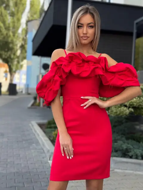 Punane lühike pidulik kleit