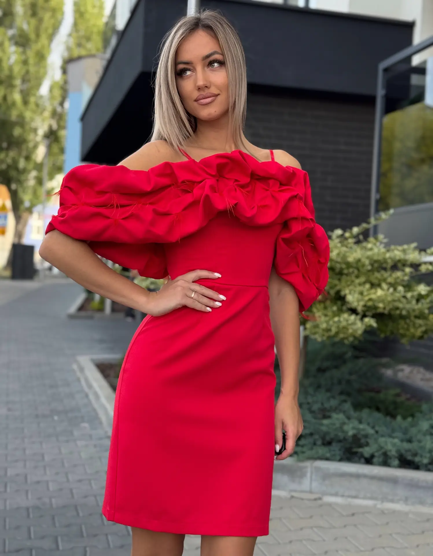 Punane lühike pidulik kleit