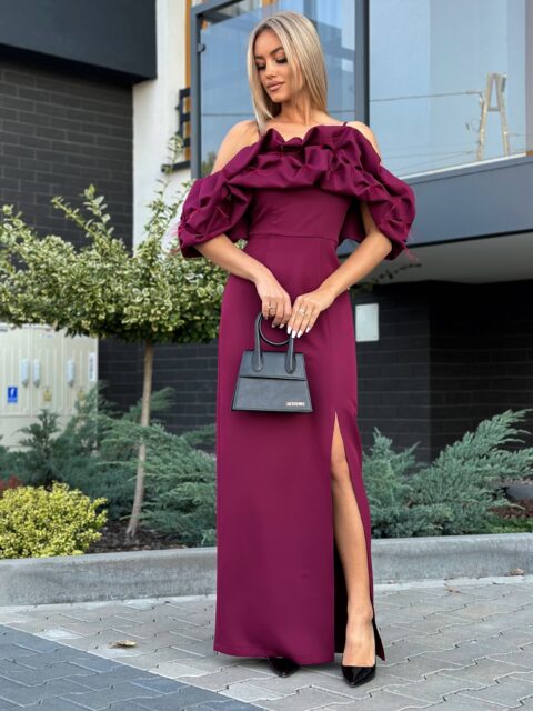 Burgundia pikk pidulik kleit