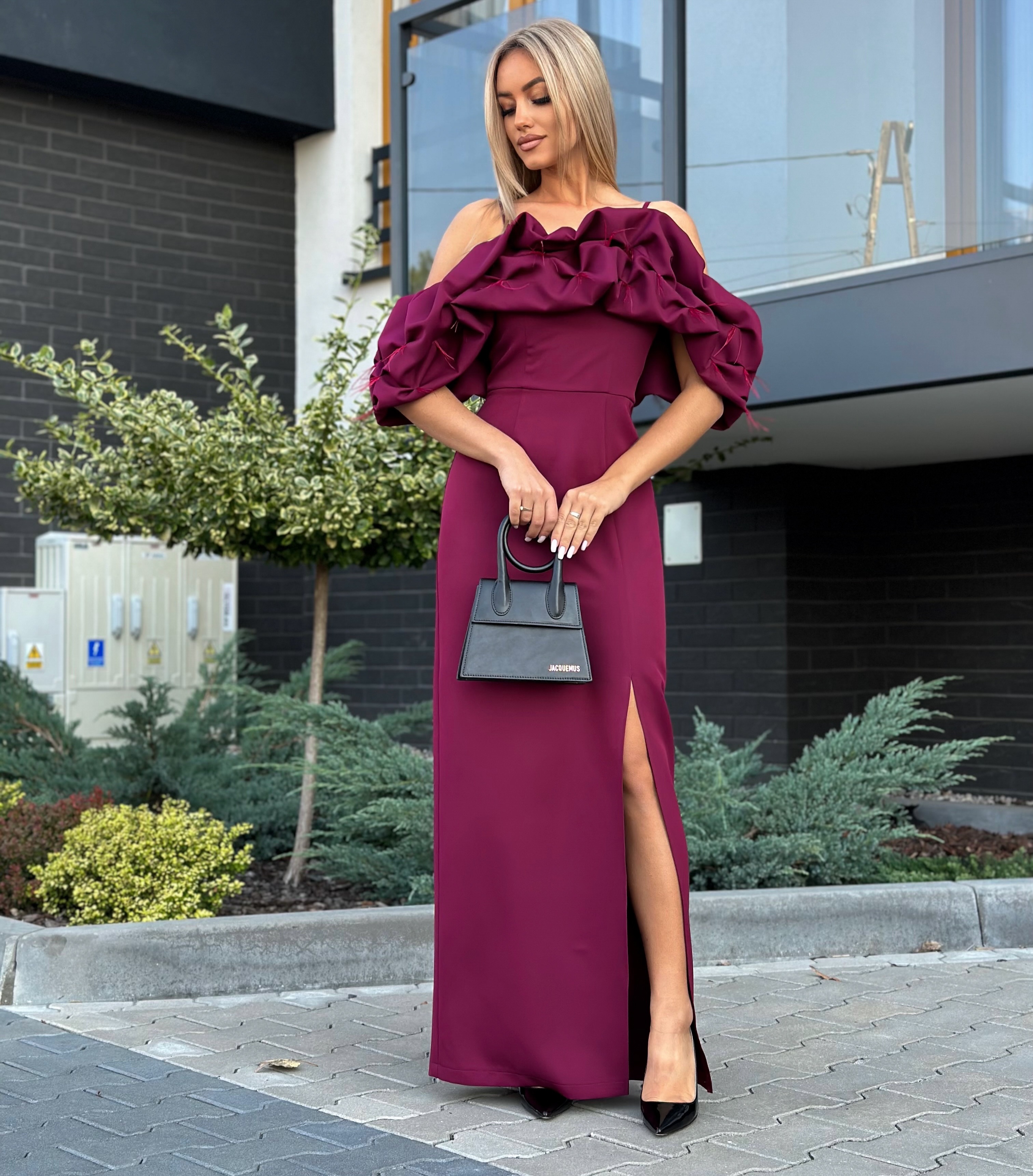 Burgundia pikk pidulik kleit