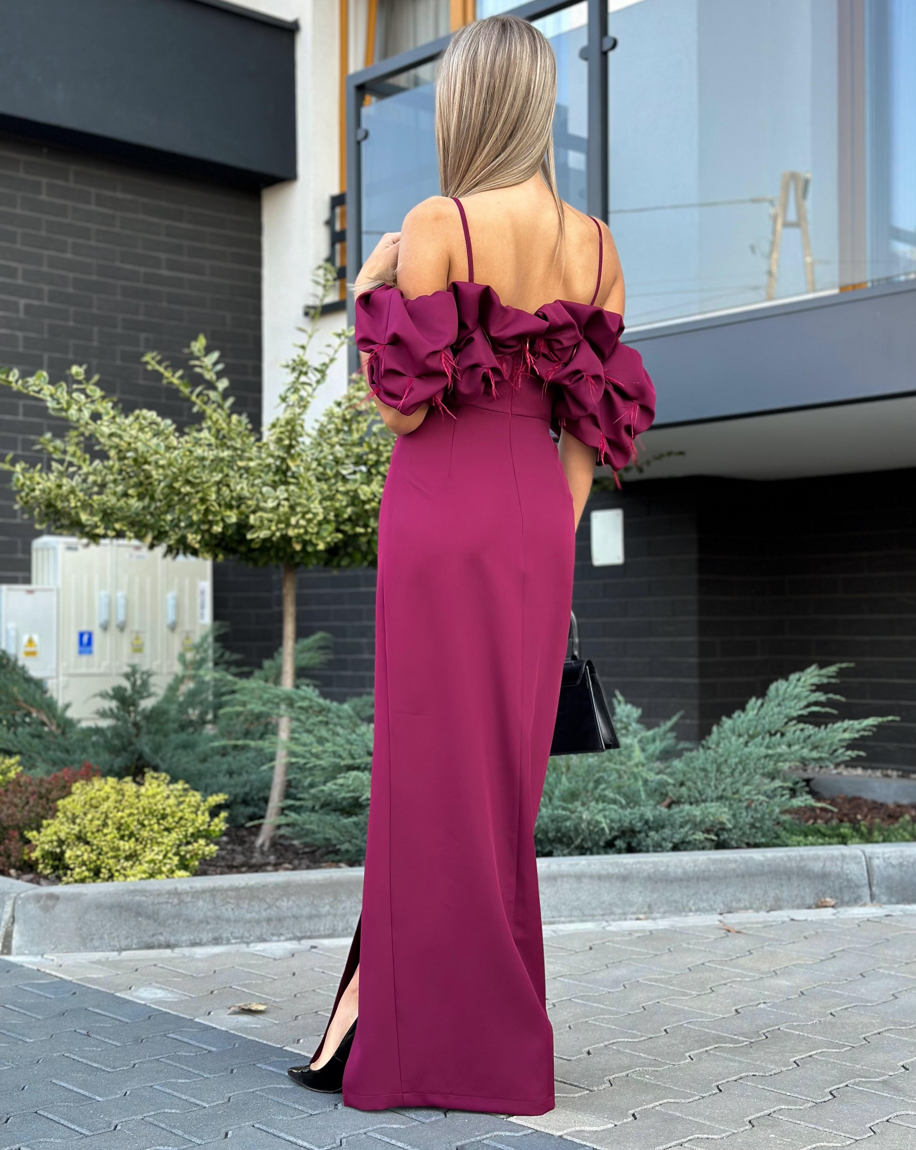 Burgundia pikk pidulik kleit