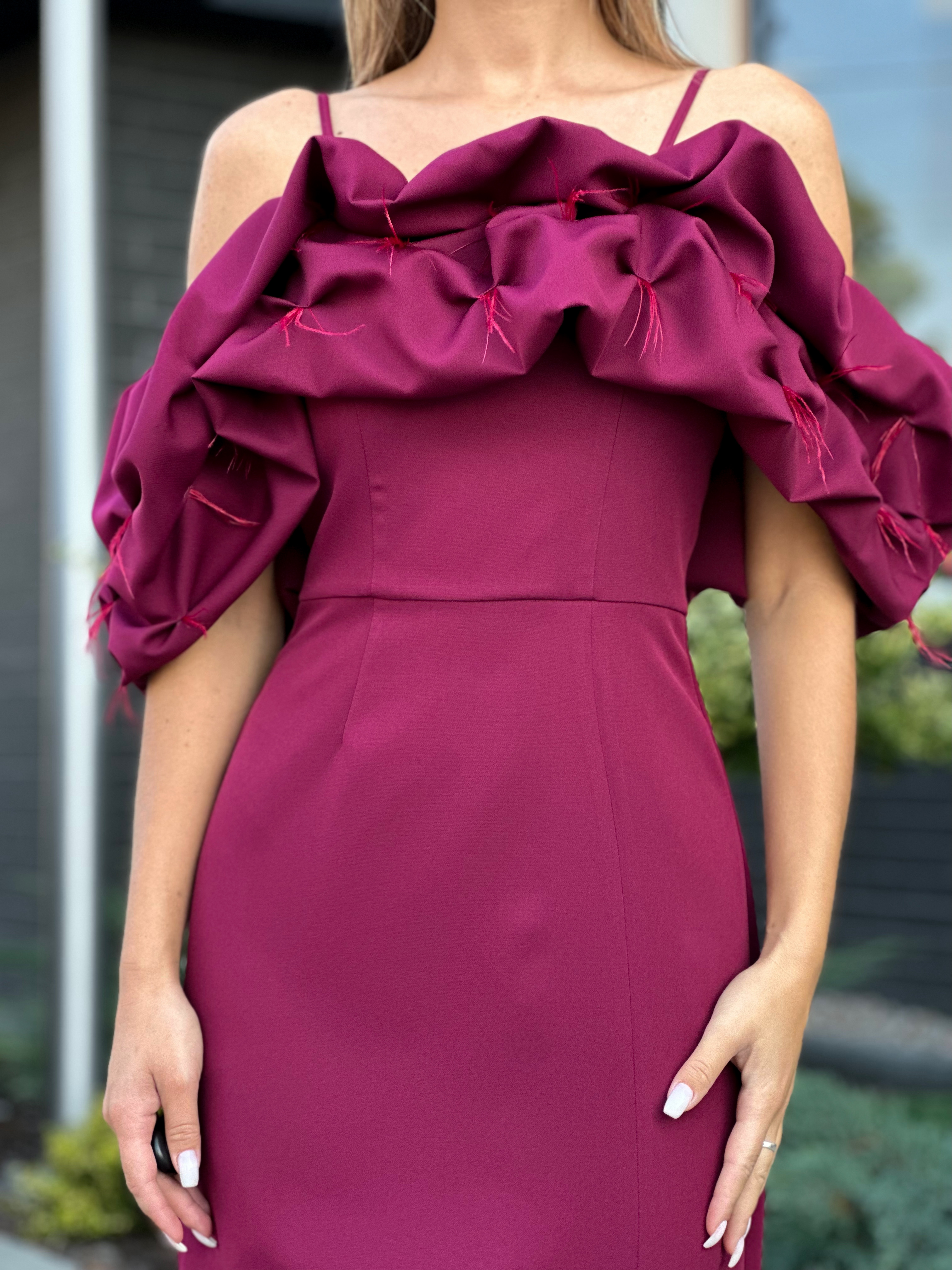 Burgundia pikk pidulik kleit