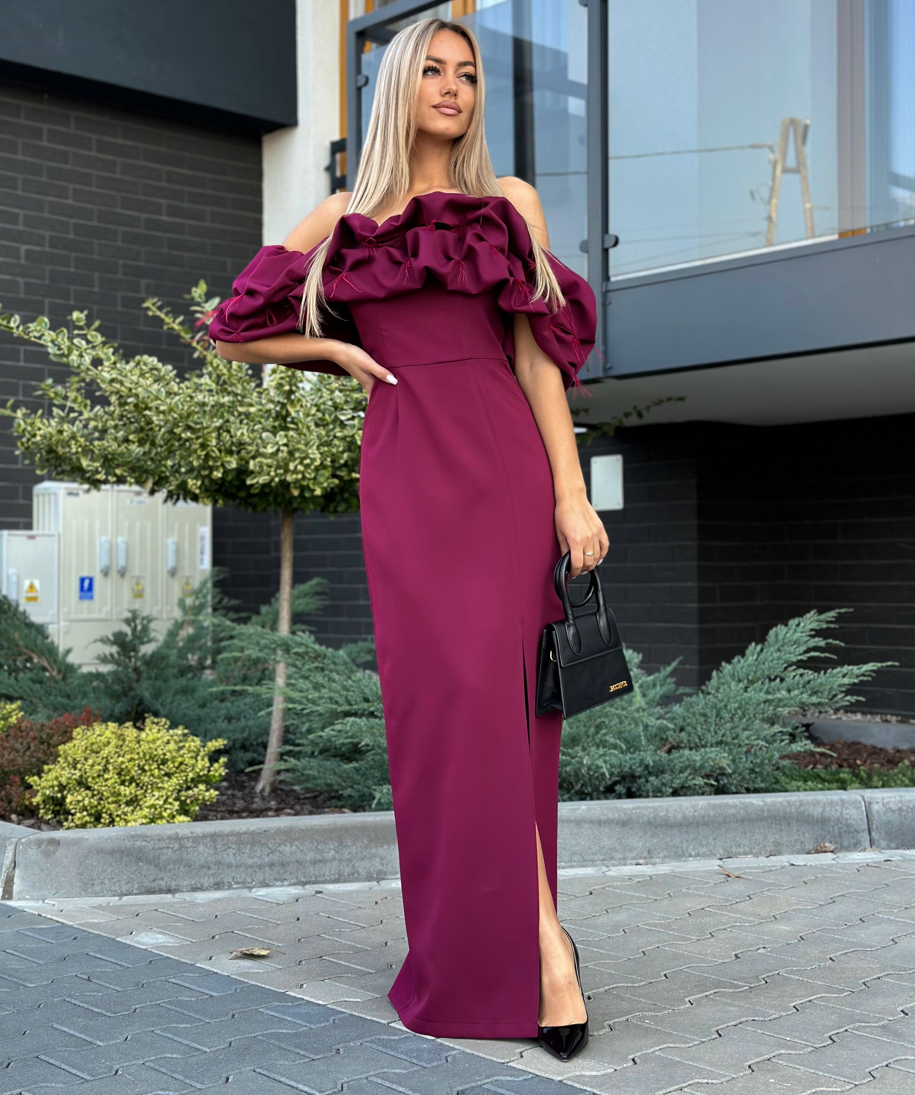 Burgundia pikk pidulik kleit