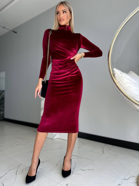 Burgundia midipikkuses sametkleit