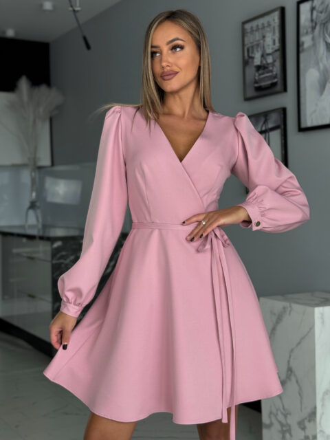 Vanaroosa pikkade varrukatega kellukese lõikeline hõlmikkleit