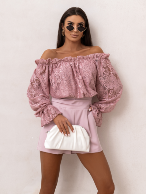 Heleroosa pitsiline hispaania stiilis pluus